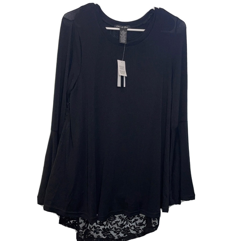 Olivia And Grace Black Blouse With Lace Back Size L